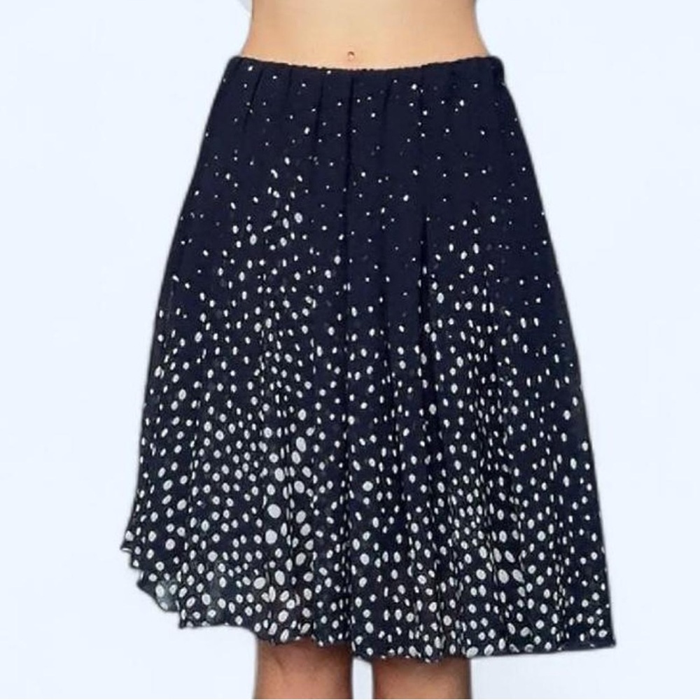 Joe Fresh Navy and White Polka Dot A-Line Skirt